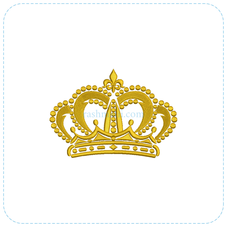 Elegant royal crown embroidery design in multiple machine formats DST, PES, VP3, EXP, HUS, EMB
