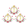 Birthday embroidery design number 1 with crown and floral wreath – 220mm – DST PES VP3