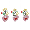 Baby Milestone Birthday Embroidery Bundle – Numbers 1, 2 & 3 with Baby Footprints, Crown, Clover & Stars | 3 Sizes | PES DST EXP XXX HUS VP3