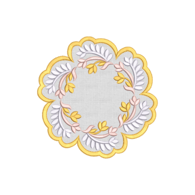 placemat embroidery design Placemat Embroidery Design Floral Leaf Wreath Round Scalloped Table Mat - Elegant Gold White Blush Dining Kitchen Decor Machine Embroidery Instant Download